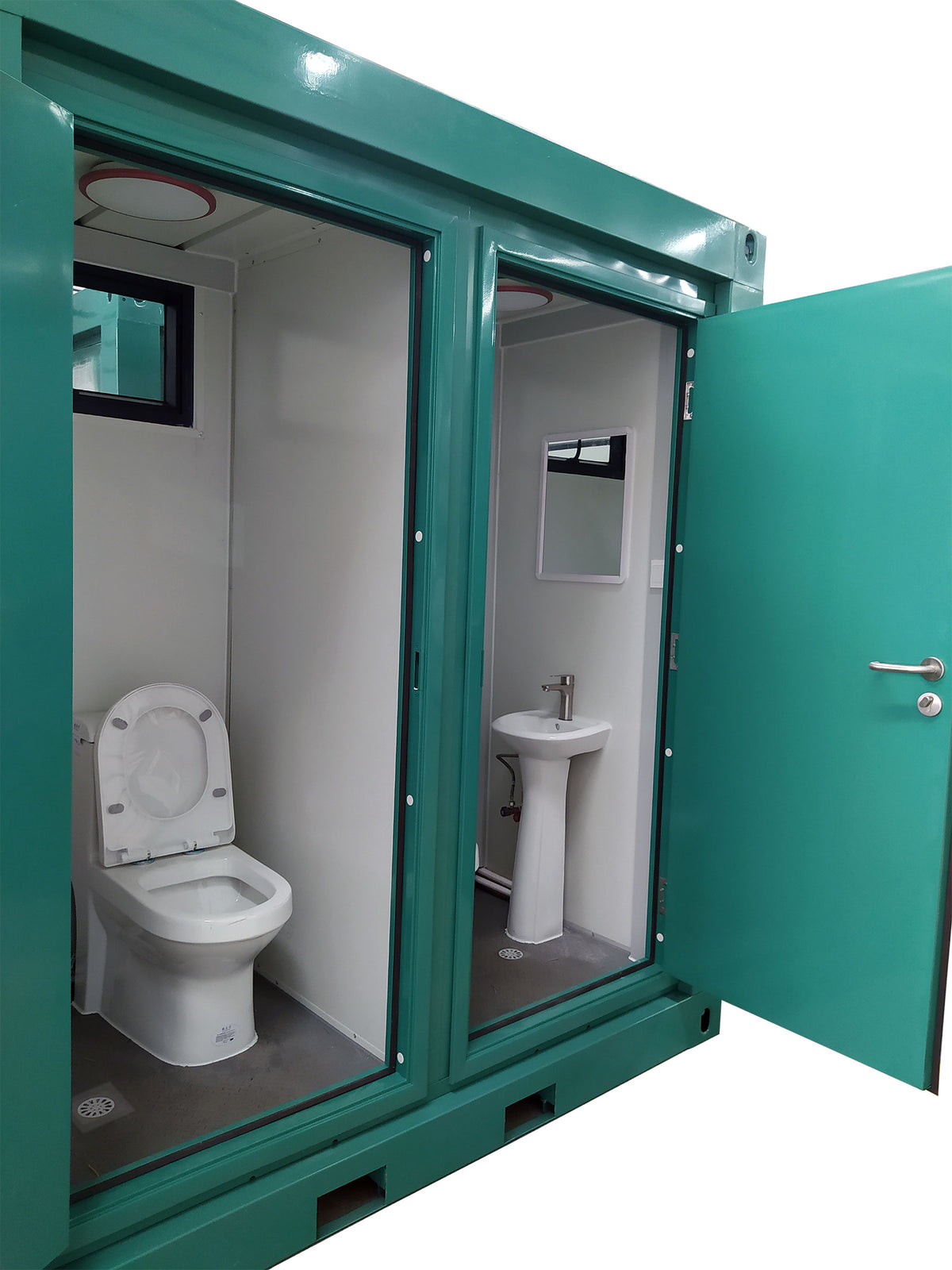 1+1 Prefab Double Mains Toilet Block - Green