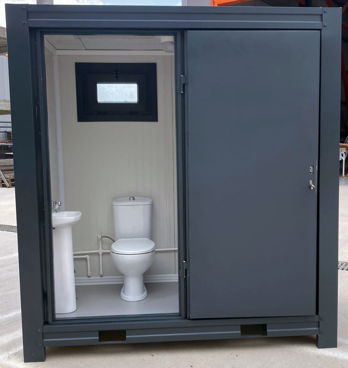 Prefab Mains Toilet & Shower Block - Anthracite