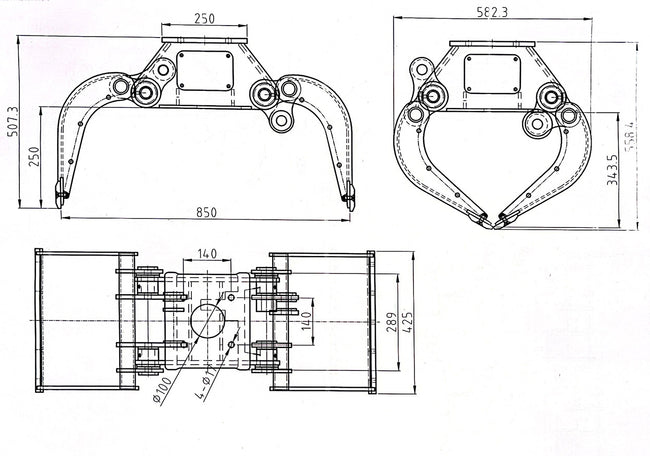 SG2 Fixed 2-Way Excavator Selector Grab - 2-3 Tonne