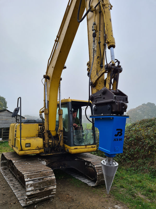 JCS 80 Heavy Duty Hydraulic Cone Timber Splitter to fit Excavators, Telehandlers & More (75mm Square Shaft)