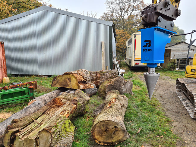 JCS 80 Heavy Duty Hydraulic Cone Timber Splitter to fit Excavators, Telehandlers & More (75mm Square Shaft)