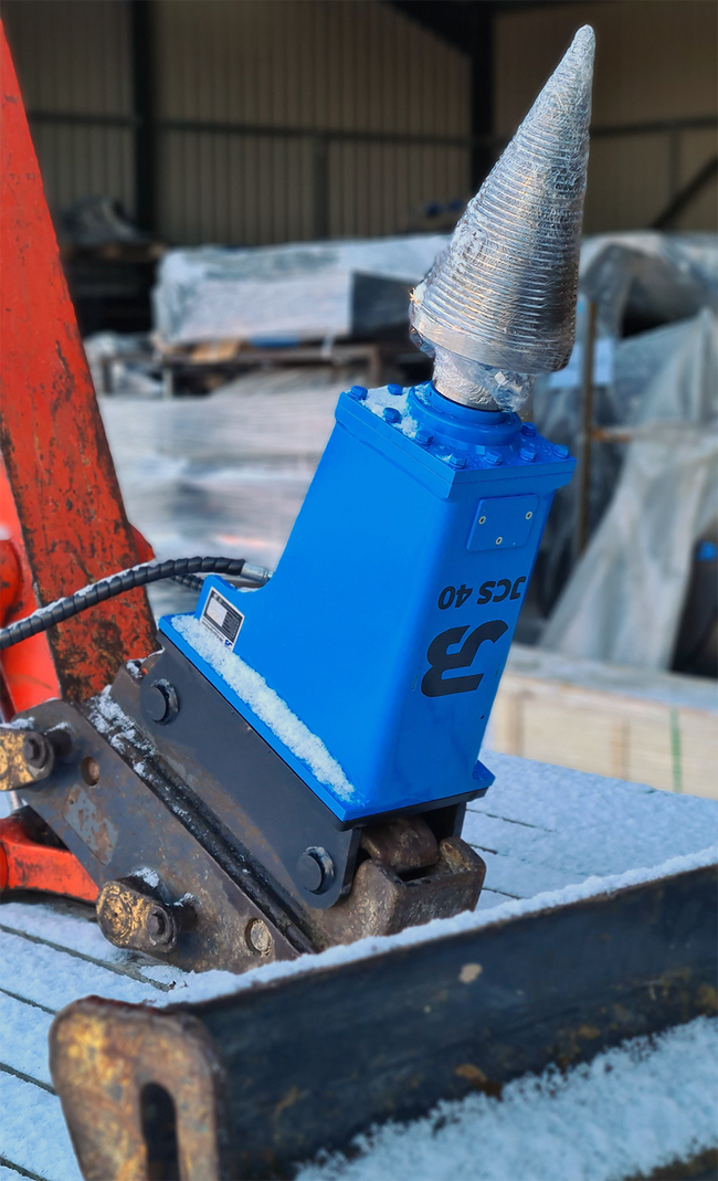 JCS 40 Hydraulic Cone Timber Splitter to fit Excavators, Telehandlers & More (65mm Round Shaft)