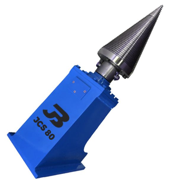 JCS 80 Heavy Duty Hydraulic Cone Timber Splitter to fit Excavators, Telehandlers & More (75mm Square Shaft)