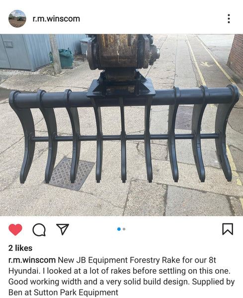 FR6 Excavator Forestry Root Rake - 6-10 Tonne - 1550mm – JB Equipment Ltd