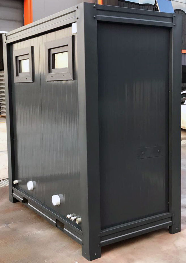 1+1 Prefab Double Mains Toilet Block - Anthracite