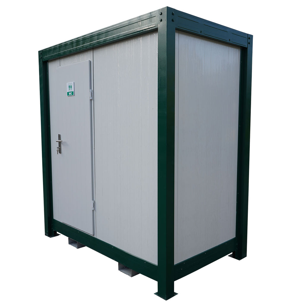 Prefab Mains Toilet & Shower Block - Grey & Green